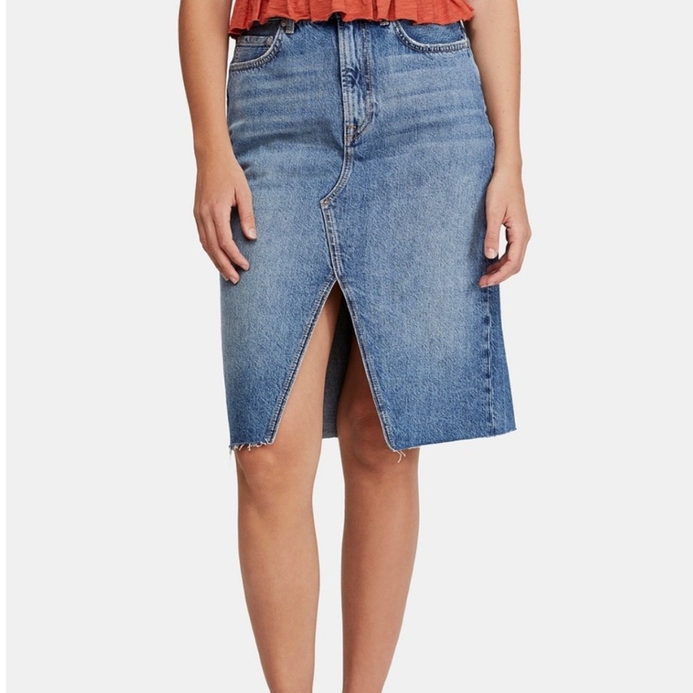 NEW NWT Free People Indigo Denim Midi Skirt 6
